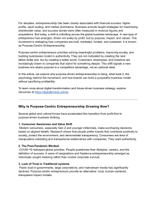 The Rise of Purpose-Centric Entrepreneurship