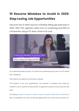 10 Resume Mistakes to Avoid in 2025: Stop Losing Job Opportunities