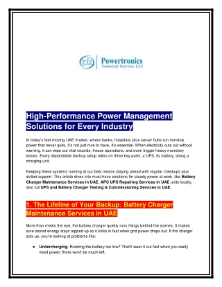 High-Performance Power Management Solutions for Every Industry