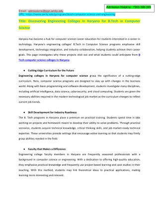 Discovering Engineering Colleges in Haryana for B.Tech in Computer Science