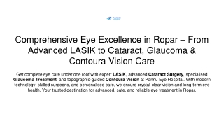 Premium Contoura Vision Treatment in Ropar – Pannu Eye Hospital