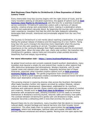 Best Business Class Flights to Christchurch - A New Expression of Global Luxury Travel