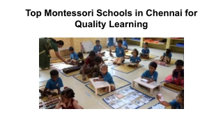 Top Montessori Schools in Chennai for Quality Learning