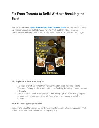 Fly From Toronto to Delhi Without Breaking the Bank | Cheap Flights to India