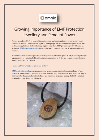 Growing Importance of EMF Protection Jewellery and Pendant Power