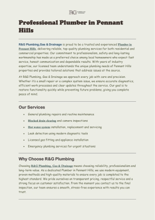 Expert Plumber in PENNANT HILLS Offering Fast and Professional Service