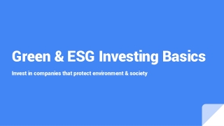 Green & ESG Investing Basics