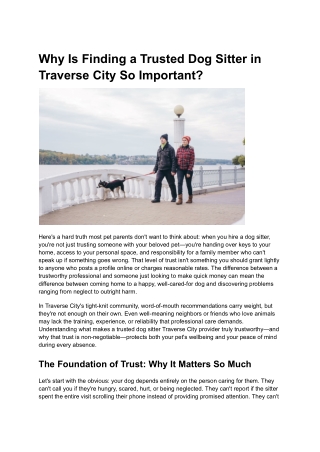 Why Is Finding a Trusted Dog Sitter in Traverse City So Important_