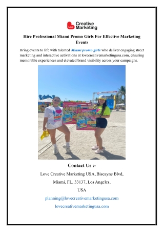 Hire Professional Miami Promo Girls For Effective Marketing Events