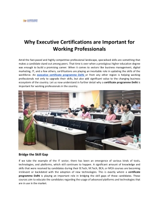 Why Executive Certifications are Important for Working Professionals