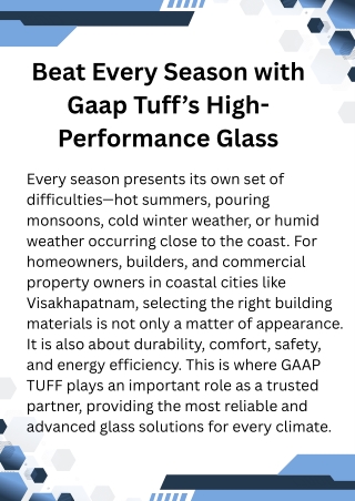 High-Performance Glass for Residential Buildings