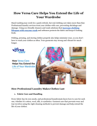 How Versa Care Helps You Extend the Life of Your Wardrobe