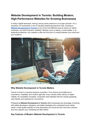 Website Development in toronto