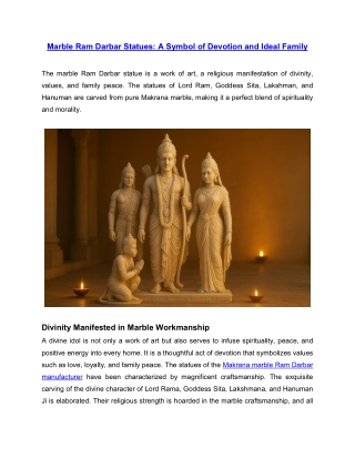 Marble Ram Darbar Statues: A Symbol Of Devotion And Ideal Family