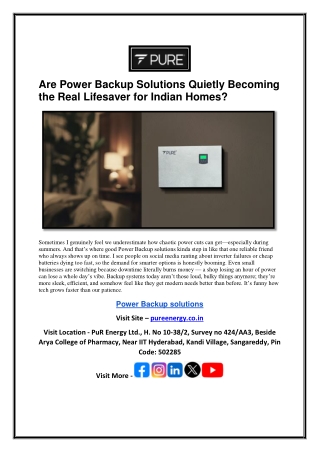 Are Power Backup Solutions Quietly Becoming the Real Lifesaver for Indian Homes?