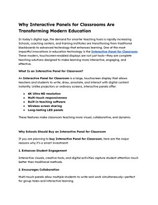 Why Interactive Panels for Classrooms Are Transforming Modern Education