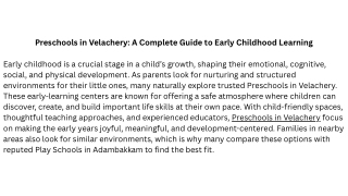 Top Preschools in Velachery | Early Learning & Child Growth Programs