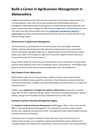 Build a Career in Agribusiness Management in Maharashtra