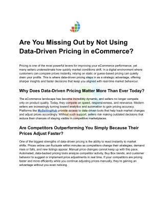 Are You Missing Out on Data-Driven eCommerce Pricing?