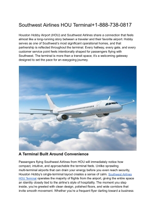 Southwest Airlines HOU Terminal 1-888-738-0817