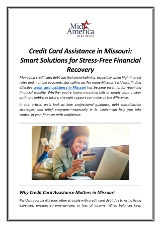 Credit Card Assistance in Missouri Smart Solutions for Stress-Free Financial Recovery