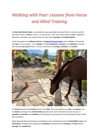 Walking with Fear: Lessons from Horse and Mind Training at Clear Sky Retreat