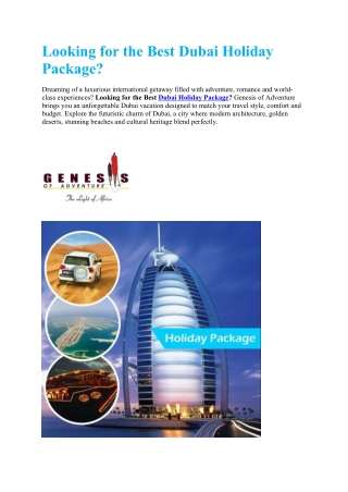 Looking for the Best Dubai Holiday Package