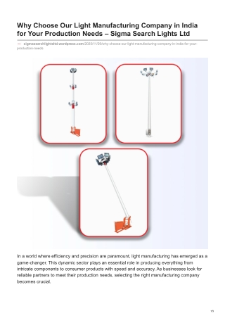 Why Choose Our Light Manufacturing Company in India for Your Production Needs
