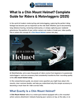What Is a Chin Mount Helmet Complete Guide for Riders & Motovloggers
