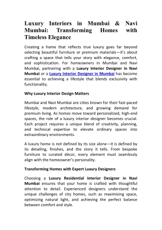 Mumbai & Navi Mumbai Luxury Interior Designers Tweleve Tree Elements