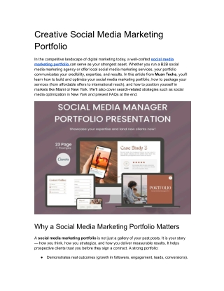 Creative Social Media Marketing Portfolio