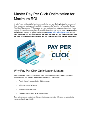 Pay Per Click Optimization