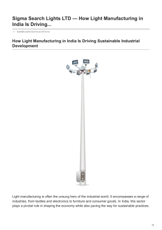 How Light Manufacturing in India Is Driving Sustainable Industrial Development