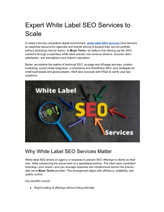White Label SEO Services