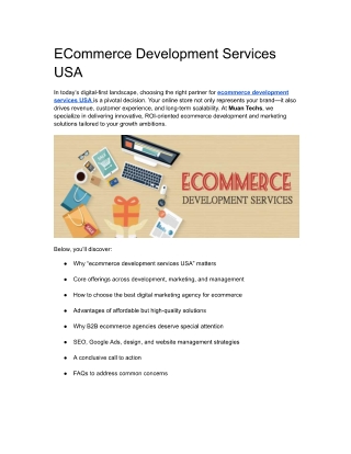 ECommerce Development Services USA