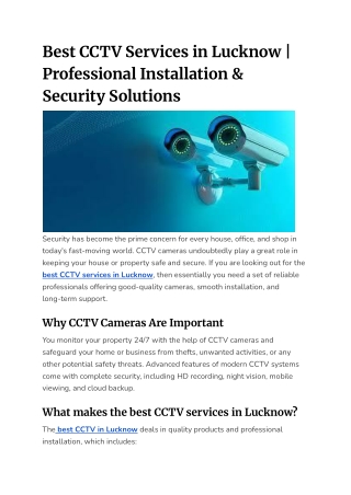 Best CCTV Services in Lucknow _ Professional Installation & Security Solutions