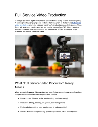 Full Service Video Production