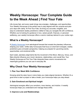 Weekly Horoscope: Your Complete Guide to the Week Ahead