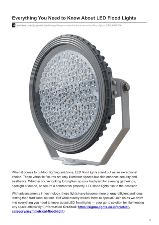 Everything You Need to Know About LED Flood Lights
