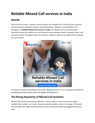 Reliable Missed Call services in India