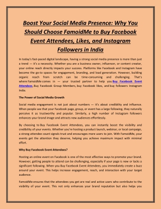 Boost Your Social Media Presence: Why You Should Choose FamoidMe to Buy Facebook