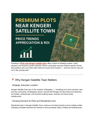 Plots near Kengeri satellite town