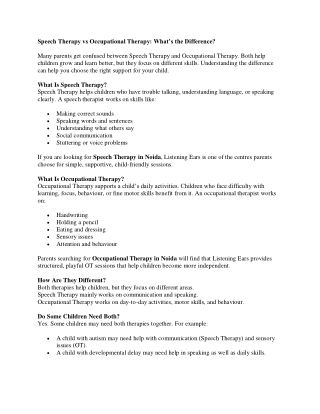 Speech Therapy vs Occupational Therapy: What’s the Difference?
