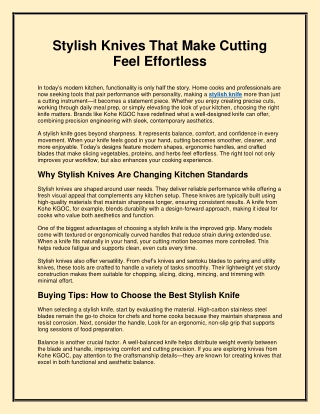 Stylish Knives That Make Cutting Feel Effortless