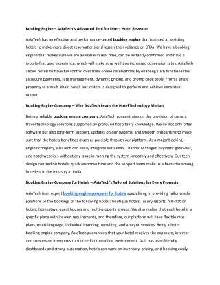 AsiaTech – Leading Booking Engine Company for Hotel