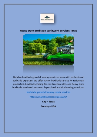 Heavy Duty Boxblade Earthwork Services Texas