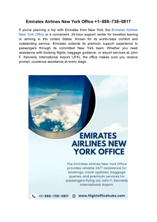 Emirates Airlines New York Office  1–888–738–0817
