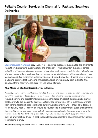 Reliable Courier Services in Delhi for Fast and Secure Deliveries