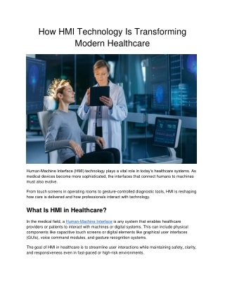 How HMI Technology Is Transforming Modern Healthcare