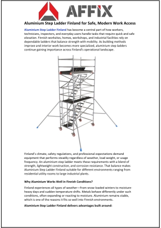 Aluminium Step Ladder Finland for Safe Modern Work Access